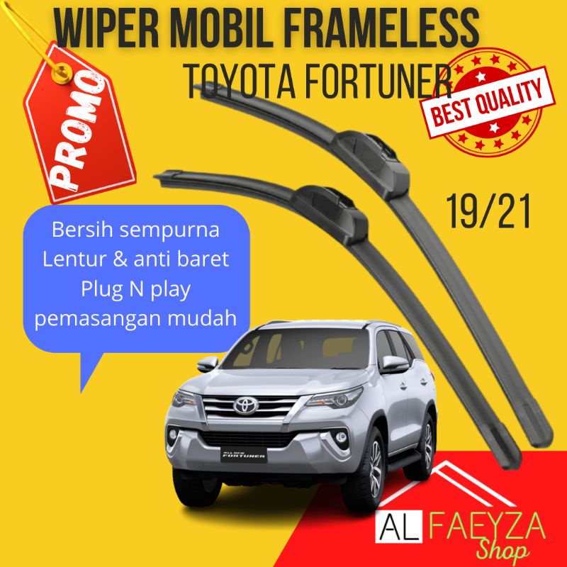 Promo Wiper Kaca Mobil Frameless Toyota Fortuner Sepasang 2 Pcs Kanan kiri