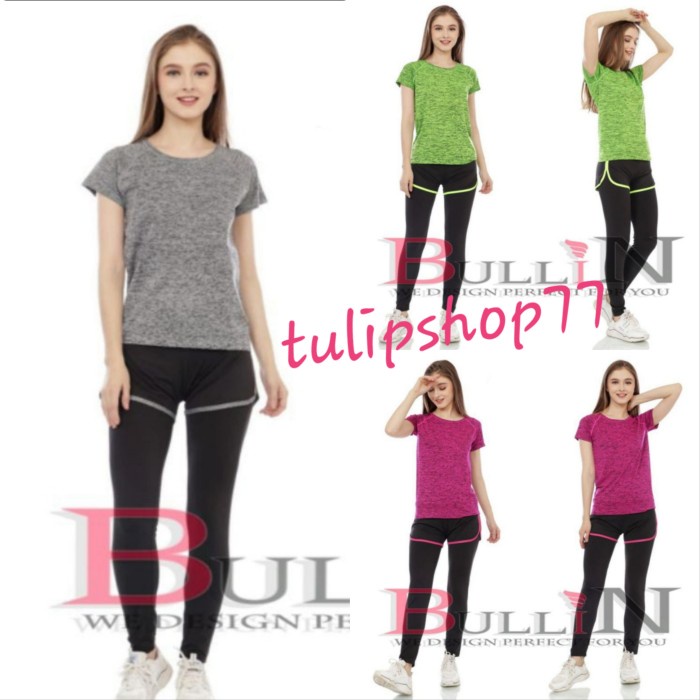 Setelan Olahraga Premium Senam Baju Dewasa Trening Muslim U7U8 Aerobik Zumba Polos Fitness Gym Wanit