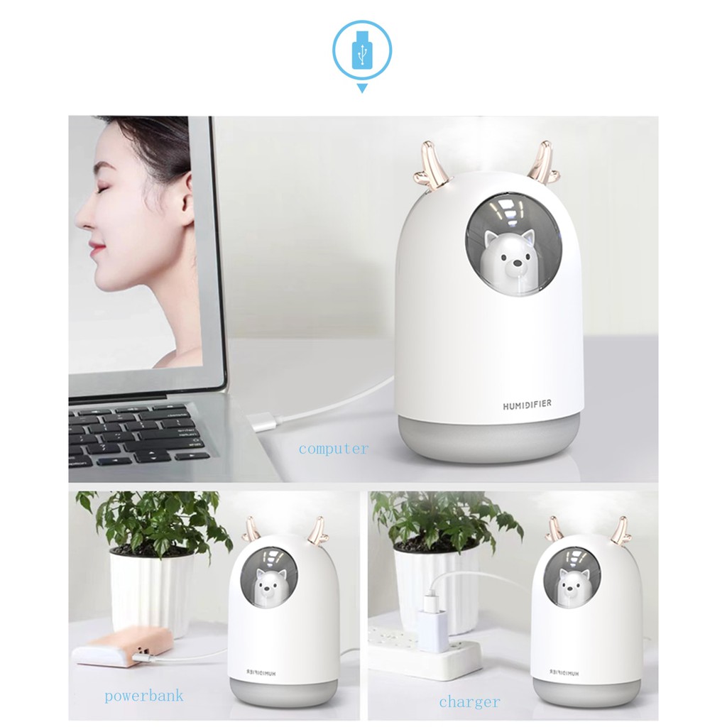 HUMIDIFIER ULTRASONIC DIFFUSER AROMATHERAPY M106 PELEMBAB UDARA AROMTERAPI MOTIF BERUANG CUTE LUCU UNIK 300ML