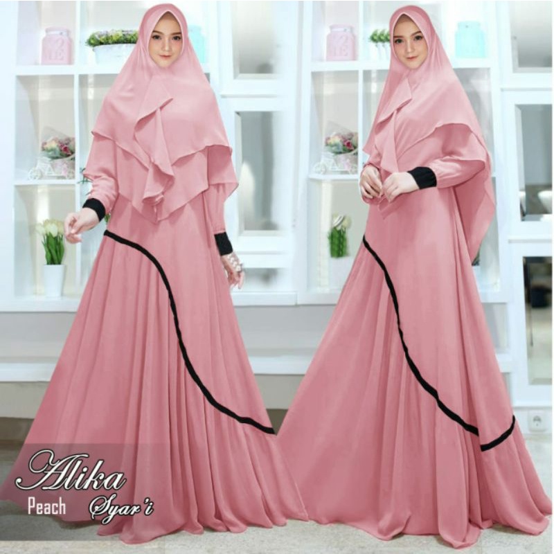 Alika Syari Set, SETELAN MUSLIM SYARI JUMBO BAHAN JERSEY SUPER LD 110-130 TERMURAH TERJUMBO OOTD TERLARIS