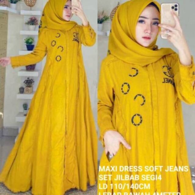 maxy dress ori SHR set kerudung segi 4