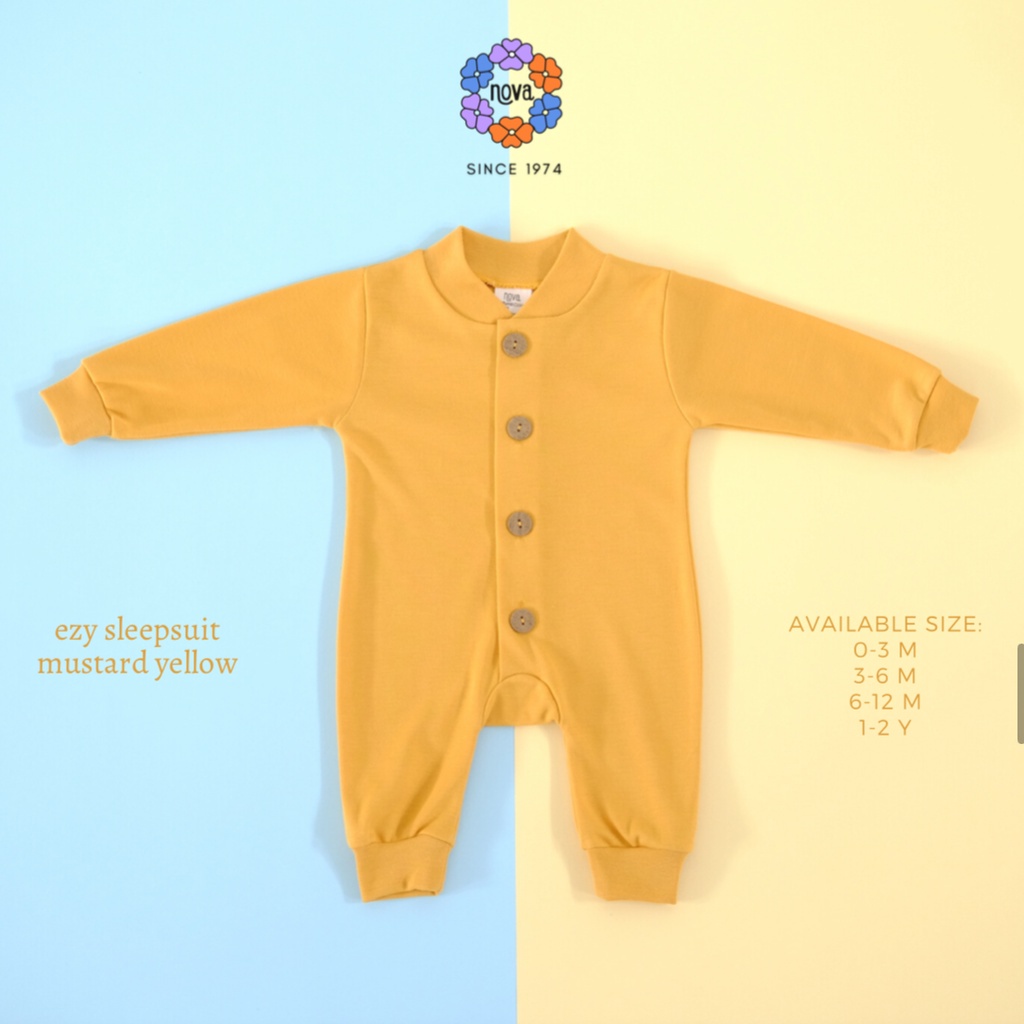 Nova Ezy Sleepsuit Polos - Jumpsuit Bayi dan Anak Jumper Panjang Unisex SNI