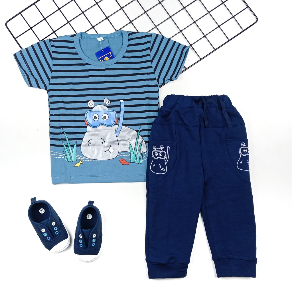 (6-24m) Setelan Baju Bayi / Anak -Setelan Toretto Hipo Garis