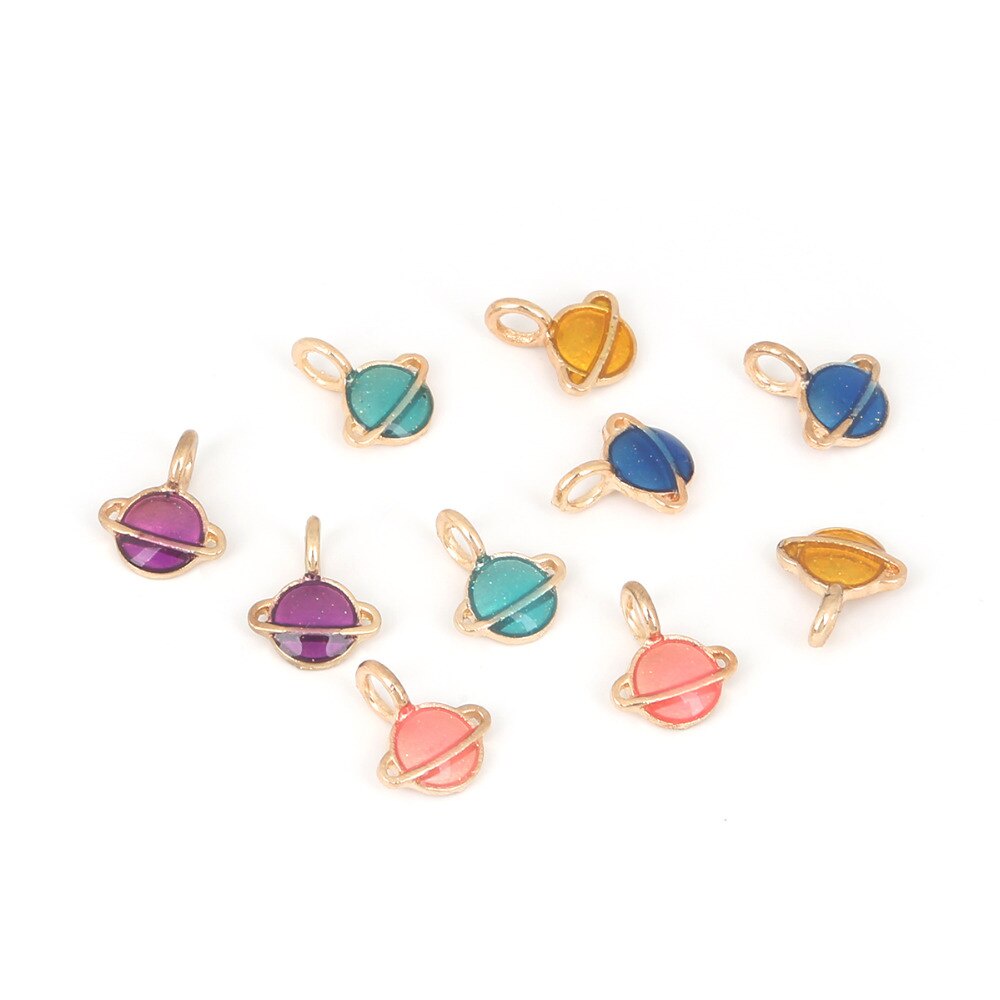 5-10 PCS Paduan Liontin Bulat Bintang Bulan/Planet Enamel Pesona Liontin untuk DIY Perhiasan Temuan Kalung Gelang Anting-Anting Membuat