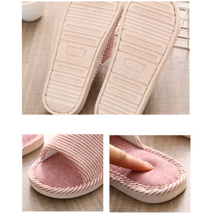 SHOPELLO - Sandal Kamar Rumah Anti Slip Sandal Garis Comfy Modis Empuk Sandal Rumahan