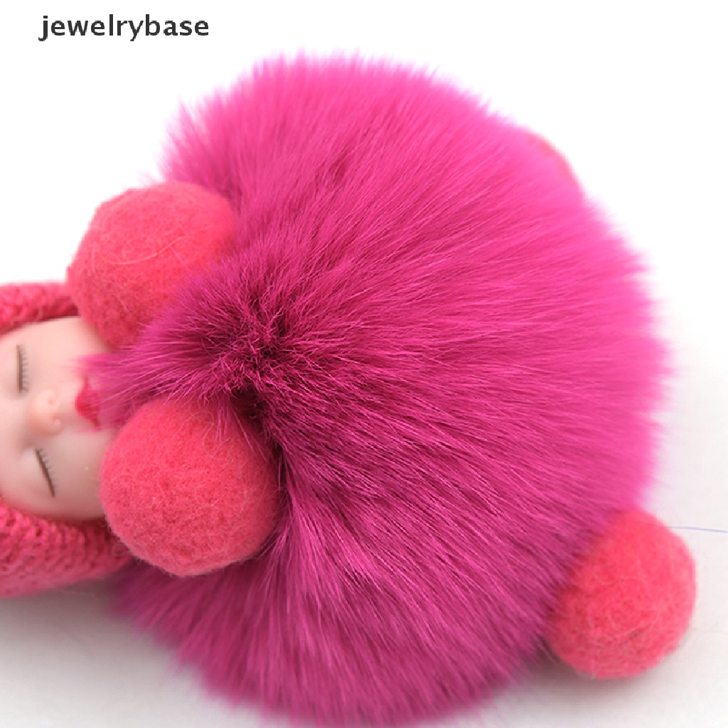 Gantungan Kunci Boneka Bayi Tidur Pompom Fluffy Bahan Plush