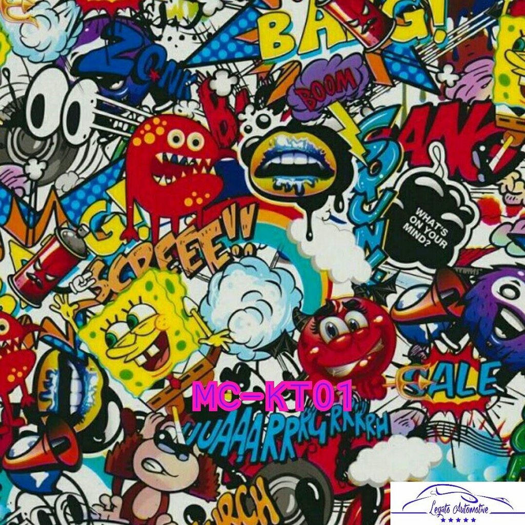 WTP CARBON CELUP MOTIF KARTUN MURAH KODE MC-KT01 WATER TRANSPER PRINTING FILM HYDROGRAPHIC,BUKAN KEV