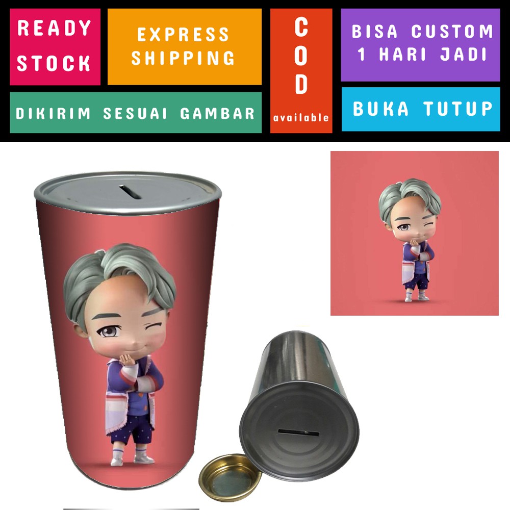 Baby Boom Celengan Kaleng Korean Kpop Buka Tutup Murah - BTS BT21 Karakter - RM