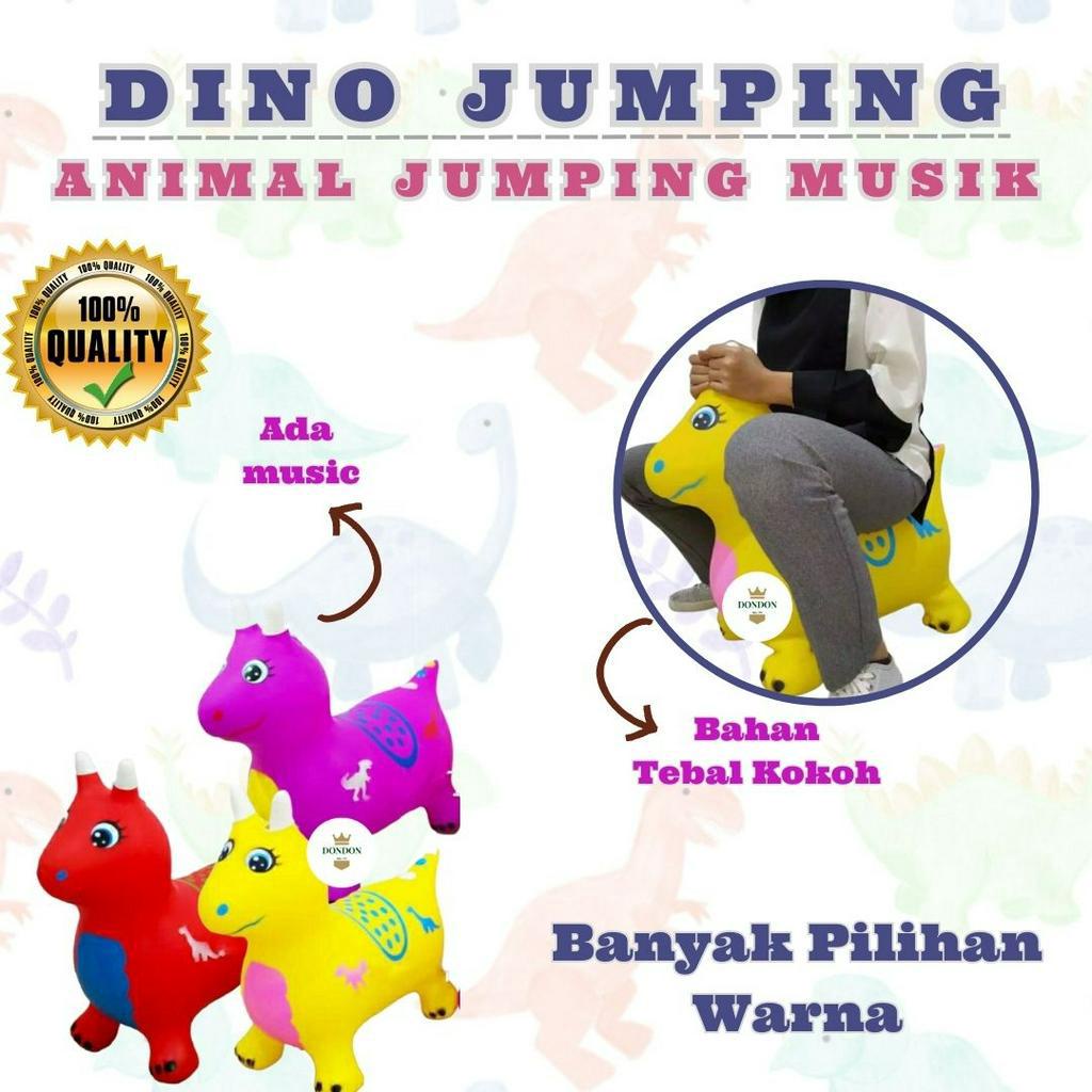 Mainan Kuda-Kudaan Karet Anak BISA COD  Model Dino Ada Suara dan Lampu Mainan Animal Jumping High Qu
