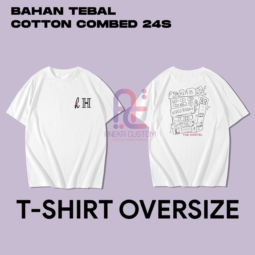 Kaos Oversize Manhwa Hostel Crew Baju T-shirt Manhwa Outfit Hostel Crew