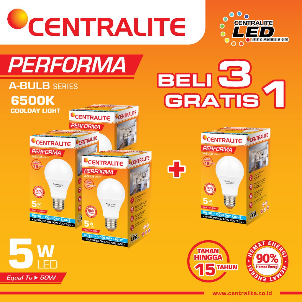 Paket 5W CD Isi 4 Pcs CTL Performa Lampu Led Bulb Classic 5W CD Putih / Paket Bundling Lampu Led