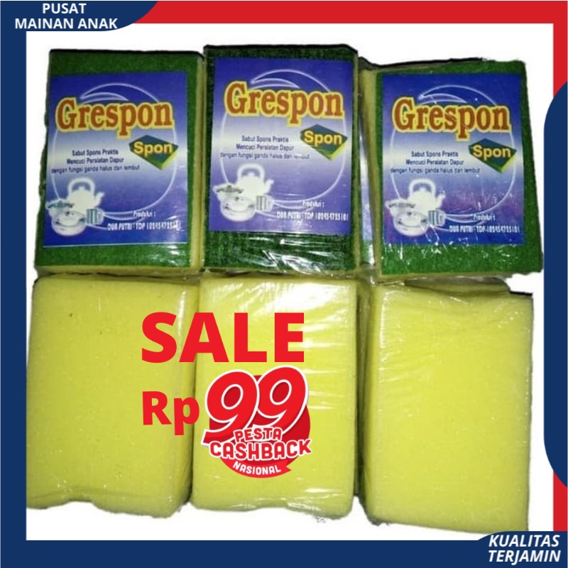 ( PROMO ) Spon Busa Cuci Piring GRESPON - Spons 2 Sisi Pencuci Alat Dapur Sponge Murah GROSIR