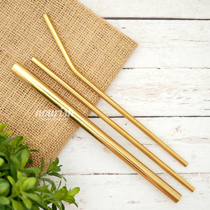 Stainless Steel Straw Lurus Gold (Sedotan Metal Ramah Lingkungan)