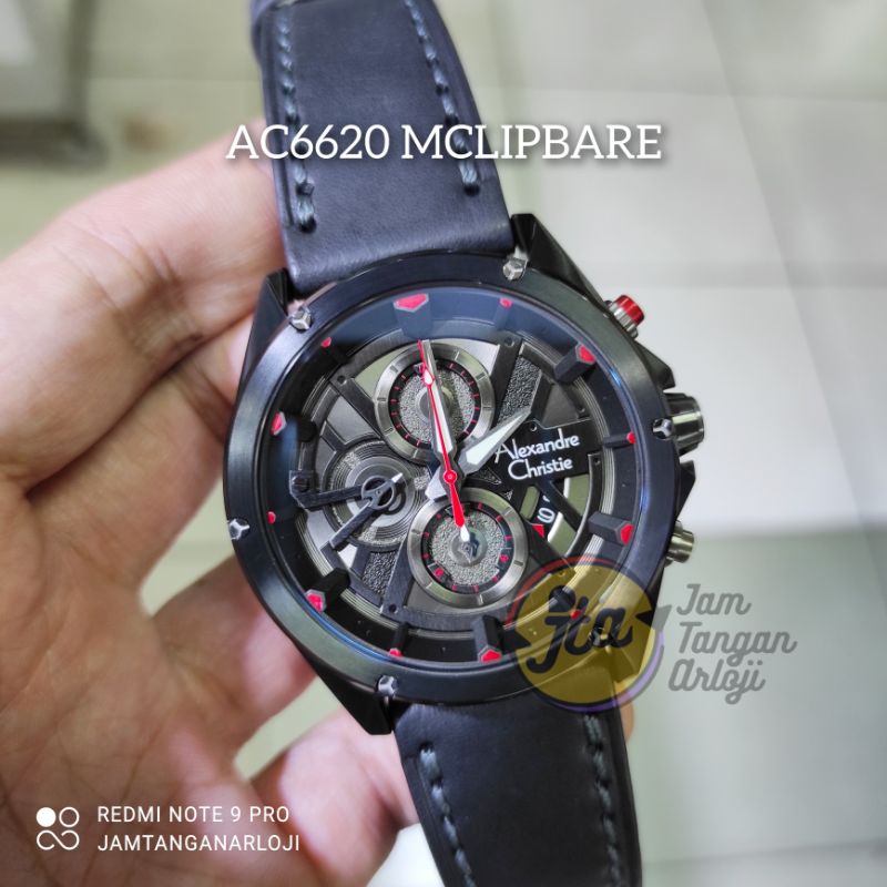 New Alexandre Christie AC 6620 Jam Tangan Pria AC6620 Original MCLIPBARE Black Red