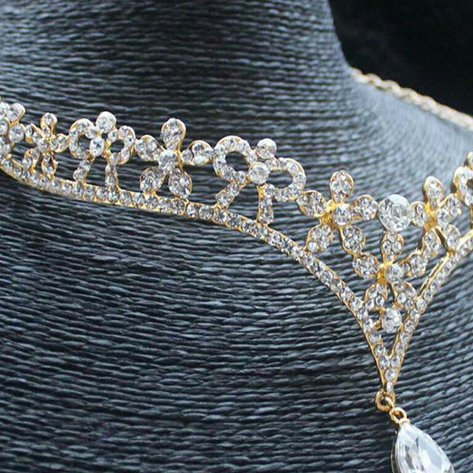 MAHKOTA PENGANTIN HIASAN KEPALA AKSESORIS HIJAB - KUNING