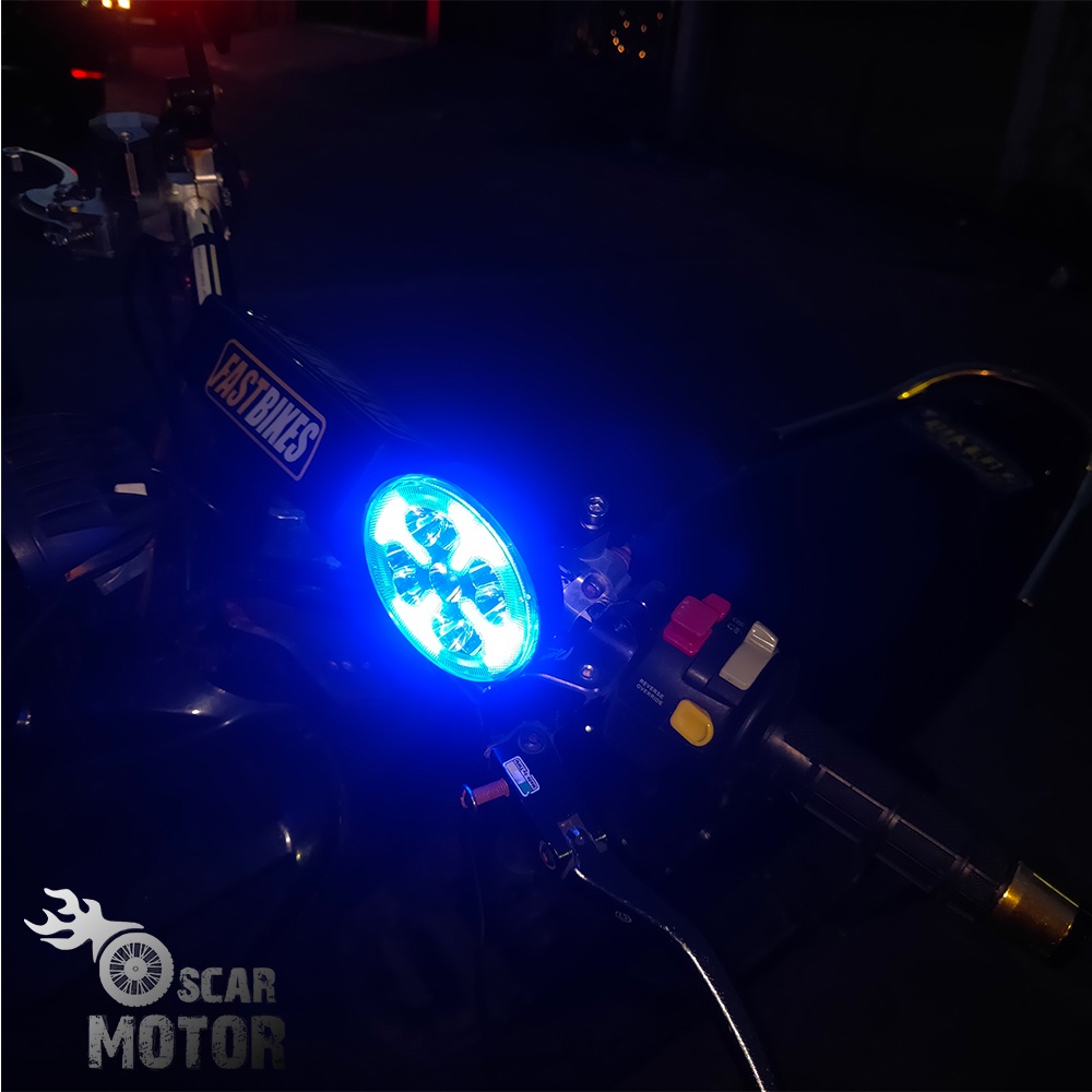 Lampu Sorot Breket Spion 9 Mata Bulat LED Biru Merah new spionlamp 710