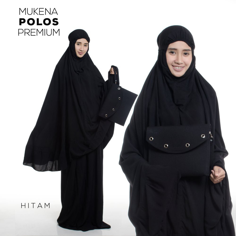 MUKENA BALI POLOS PREMIUM HITAM