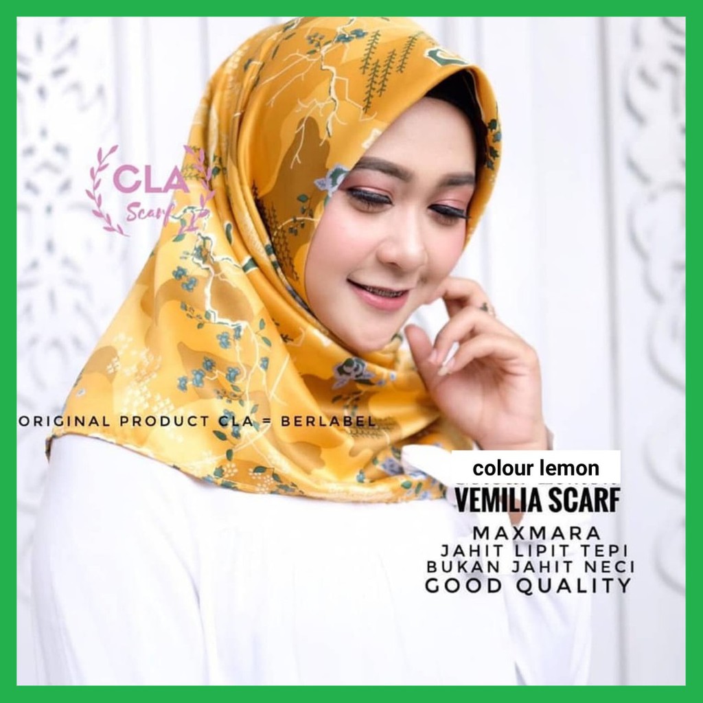 Vemilia Square Hijab Segi Empat Satin Max Monalisa Ukuran 115 Motif Bunga Blooming Rose Vemillia