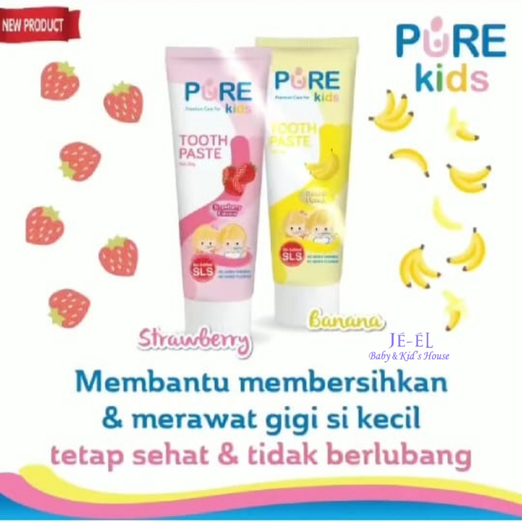 Pure KidsToothpaste Pasta Gigi Anak 50gr Strawberry Banana