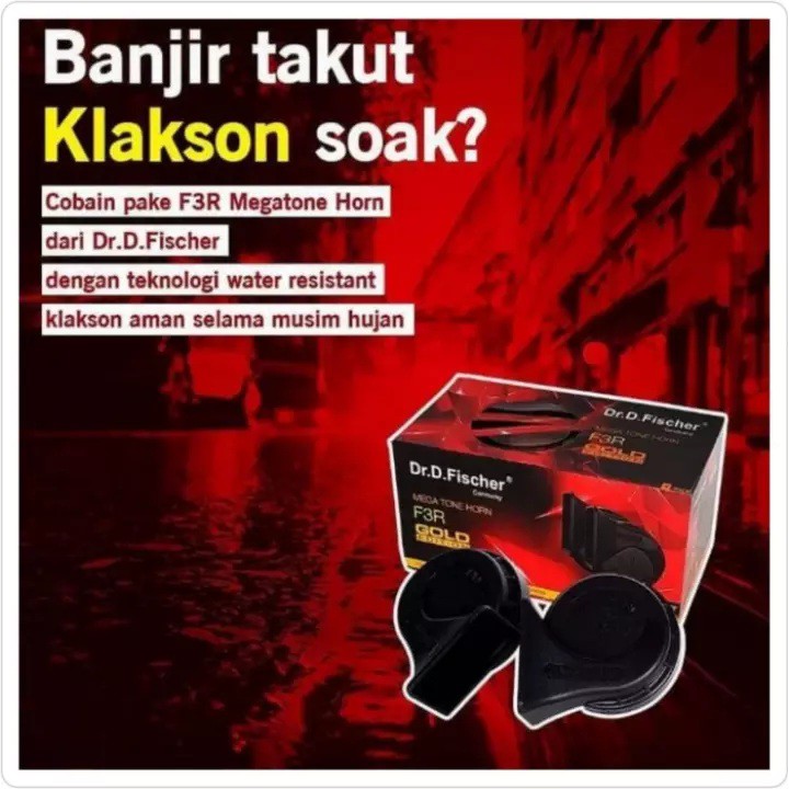 Klakson Keong 12 Volt Dr. D fischer 12V water Resistant F3R Gold edition. MOBIL MOTOR HITAM original