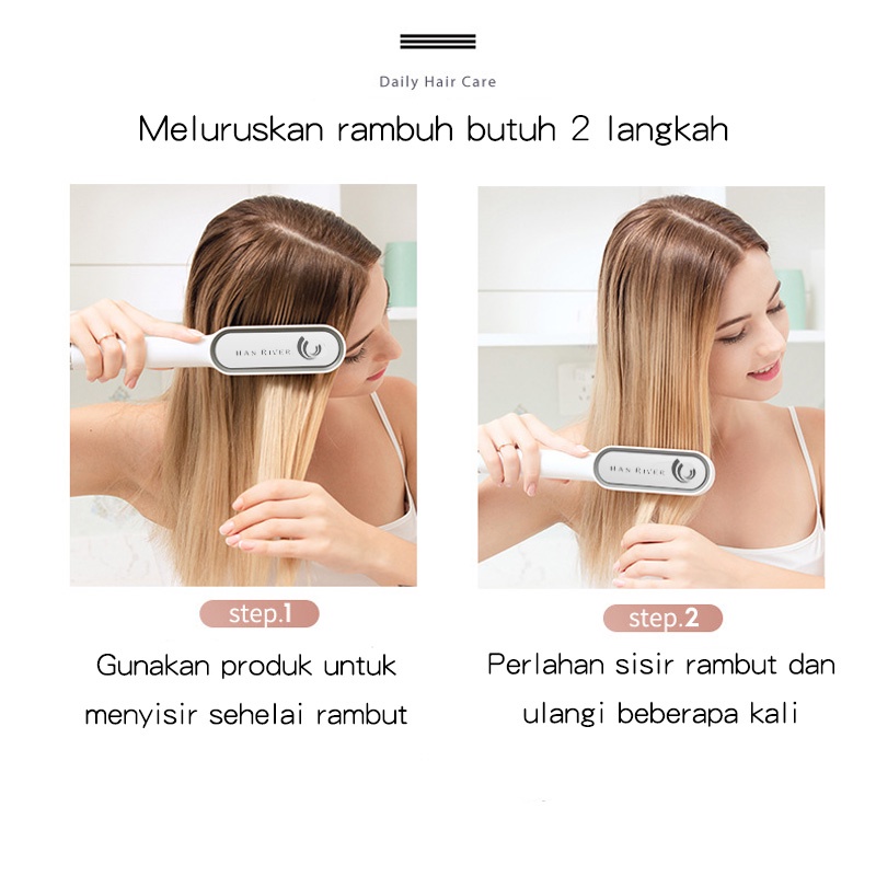 Catokan Rambut JMJ-689  Sisir Hair Straightener Curler 2 in 1 catokan sisir listrik