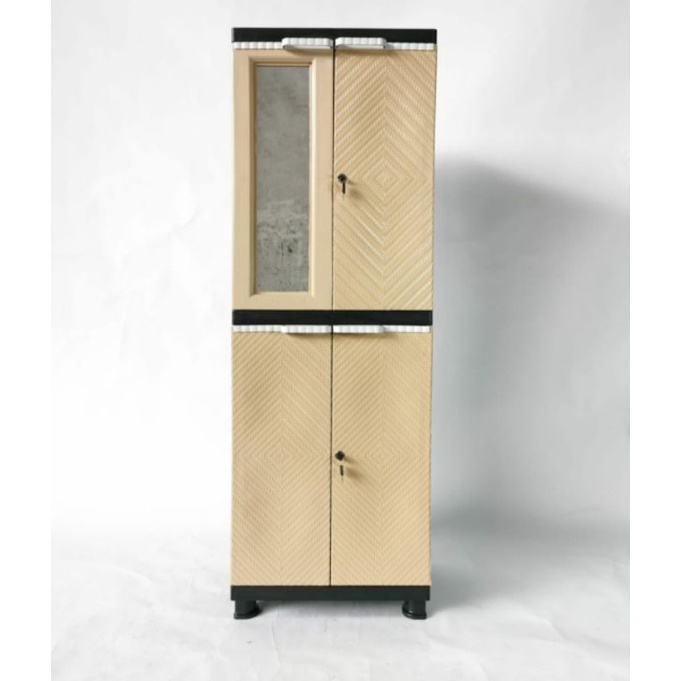 Lemari plastik msc mini susun 4 cermin