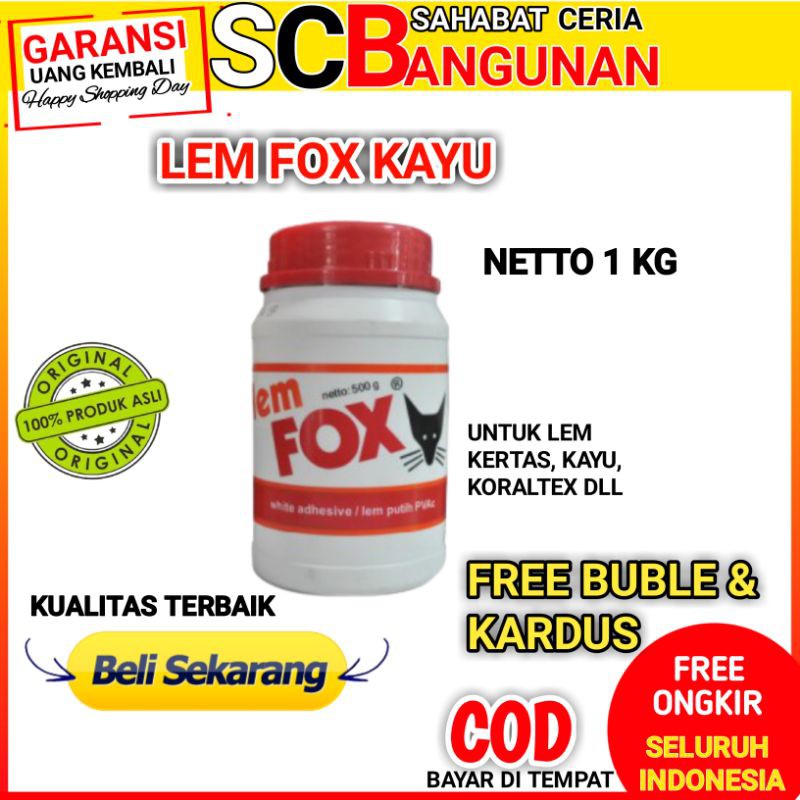 

Lem Fox Putih 1kg Lem Pvac Botol Serbaguna Lem Plamur Plamir Lem Kayu Kertas
