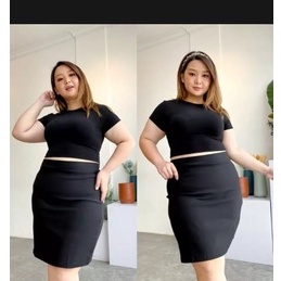 Rok Span Pendek Jumbo 3/4 Bahan Scuba Premium~rok pendek wanita