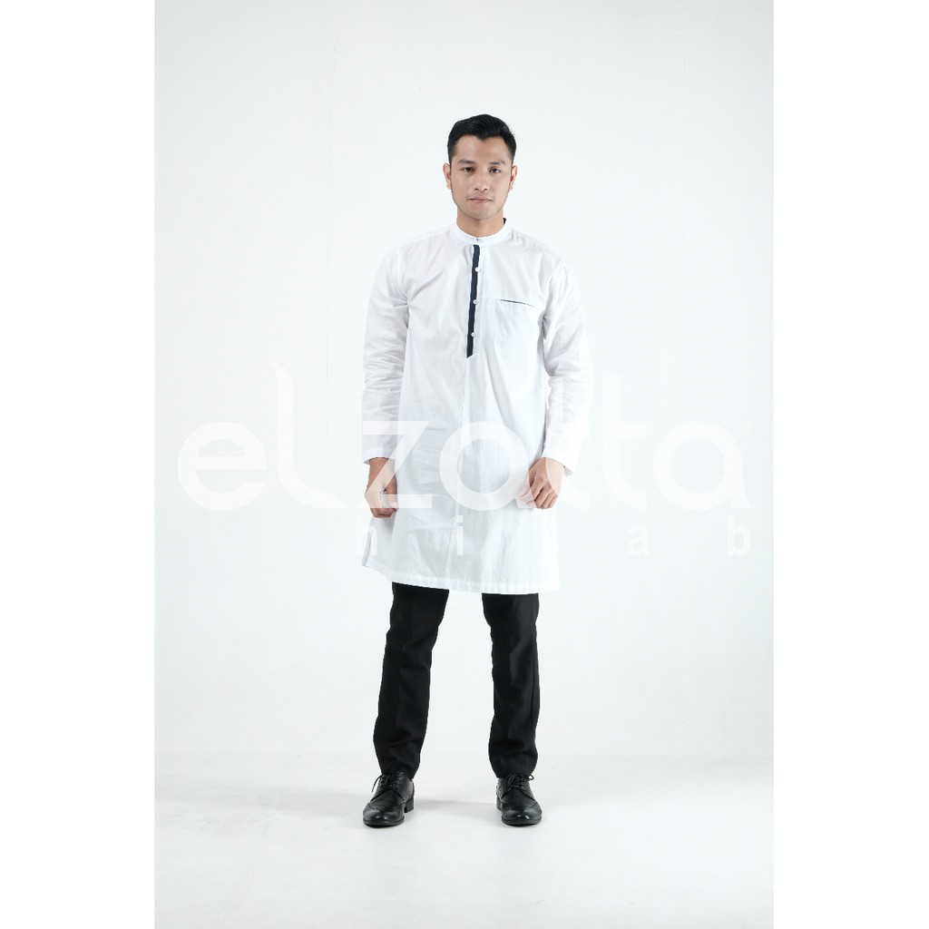 Kemeja koko zatta men elzatta laki-laki kasual baju pria muslim putih polos lengan panjang original