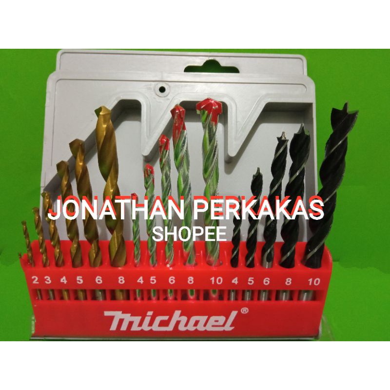 mata bor set( besi beton dan kayu) michael paket mata bor set michael 3-1