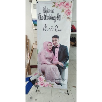 CETAK X BANNER (FREE DESIGN) SPANDUK ULTAH,WEDDING,LULUS WISUDA,