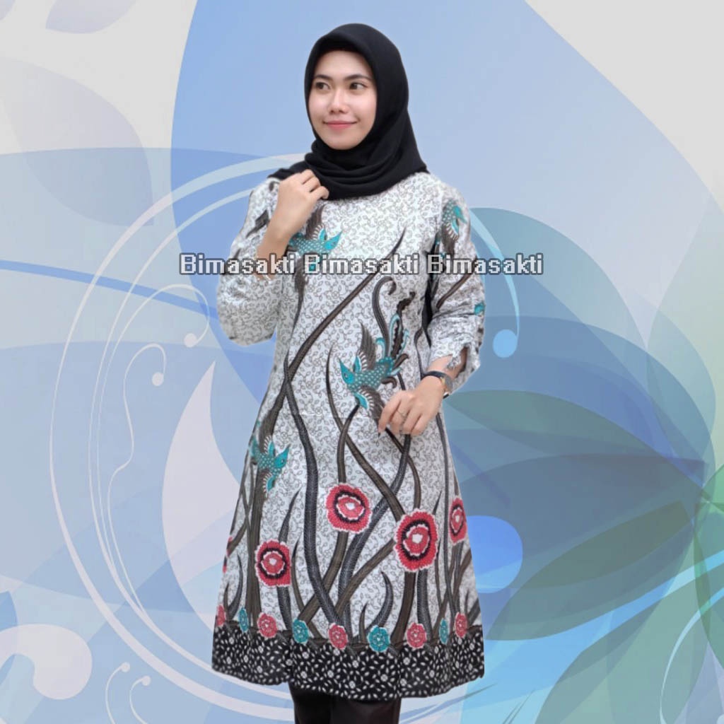 Terbaru - tunik batik wanita motif terbaru - atasan batik wanita - tunik lengan panjang - tunik batik modern - atasan batik muslimah - dress batik wanita terbaru - bimasakti - bima sakti - bayar ditempat