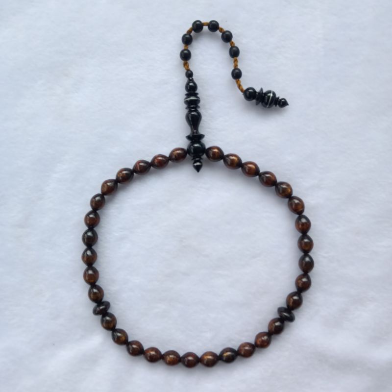 Tasbih Yuser Akar Bahar Tali Arus Asli Motif Oval 33 Butir