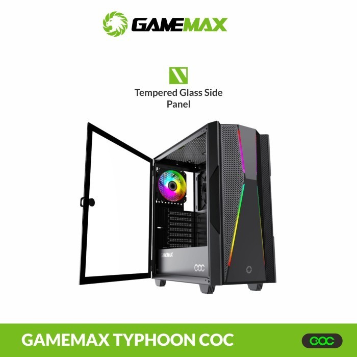 Casing Komputer / PC Gaming Typhoon COC Include 1Fan RGB