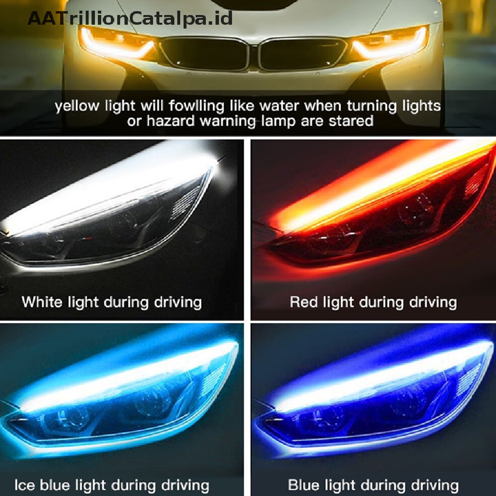 Aatrillioncatalpa 2pcs Lampu LED Strip Flexible Tahan Air Untuk DRL Mobil