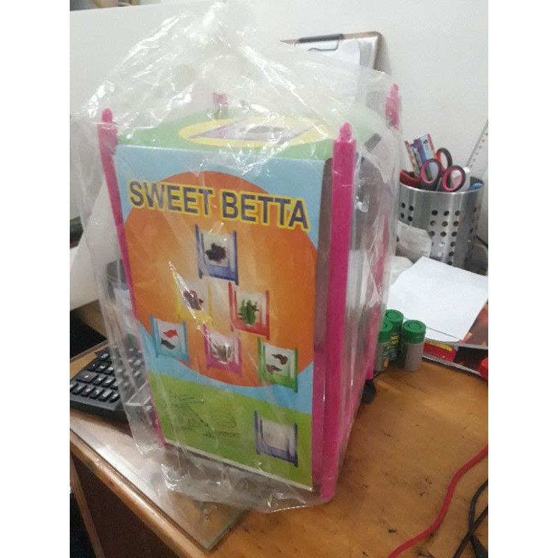 AQUARIUM CUPANG AKRILIK SWEET BETTA SOLITER ACRYLIC LIS WARNA 15x15x25