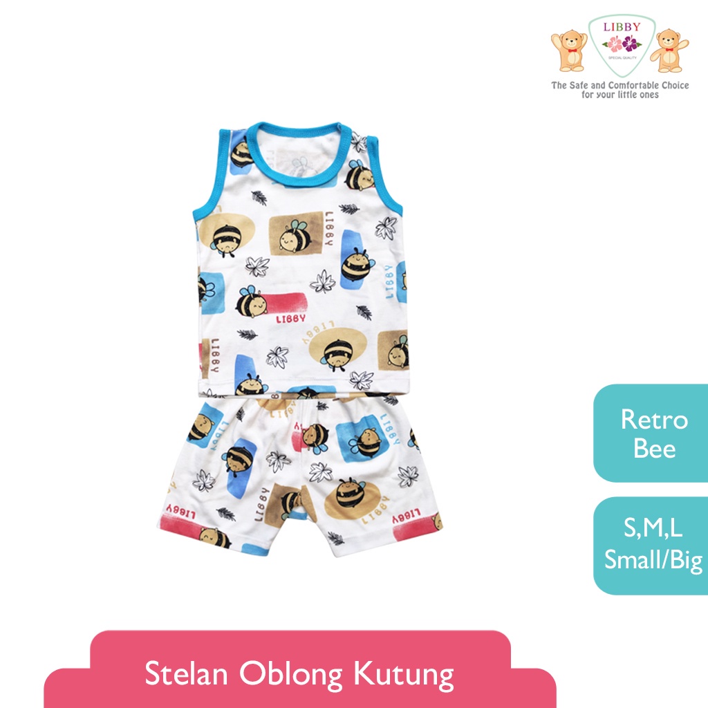 LIBBY 1 stel Stelan Oblong Kutung - Celana Pendek Motif Summer Holiday (1 stel/set)