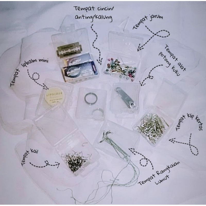 Kotak Plastik Mini Multifungsi - Tempat Kail / Jarum / ECER + Lebel
