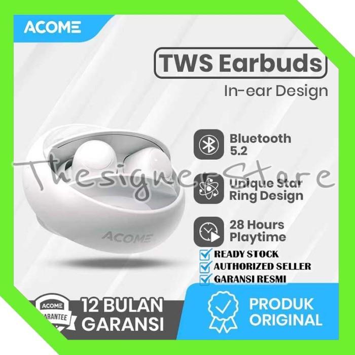 Acome Headset Earphone Bluetooth 5.2 TWS Star-Ring Design Garansi T7