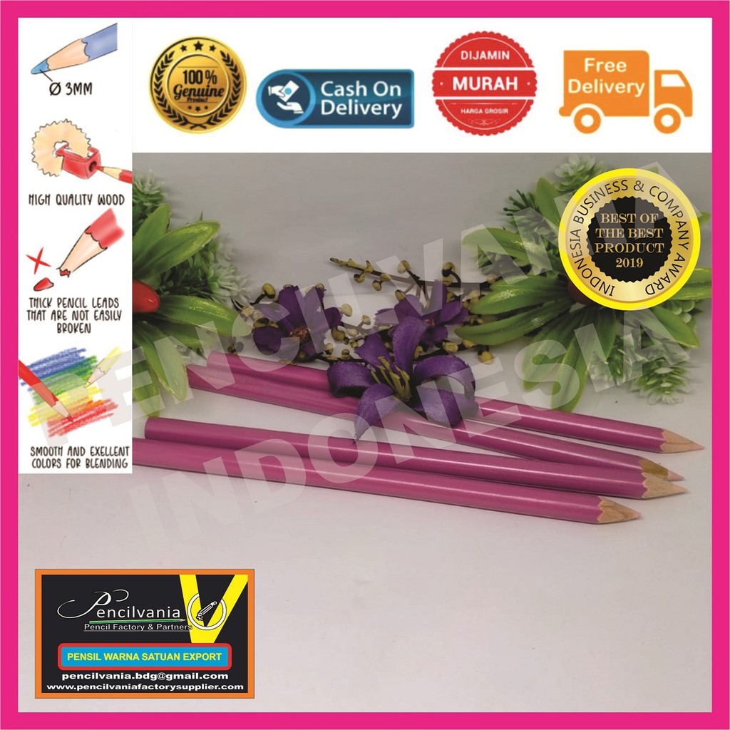 

PENSIL WARNA PINK Satuan Panjang Lengkap Set Murah Rekomendasi Recomended Color Pencil Merah Muda