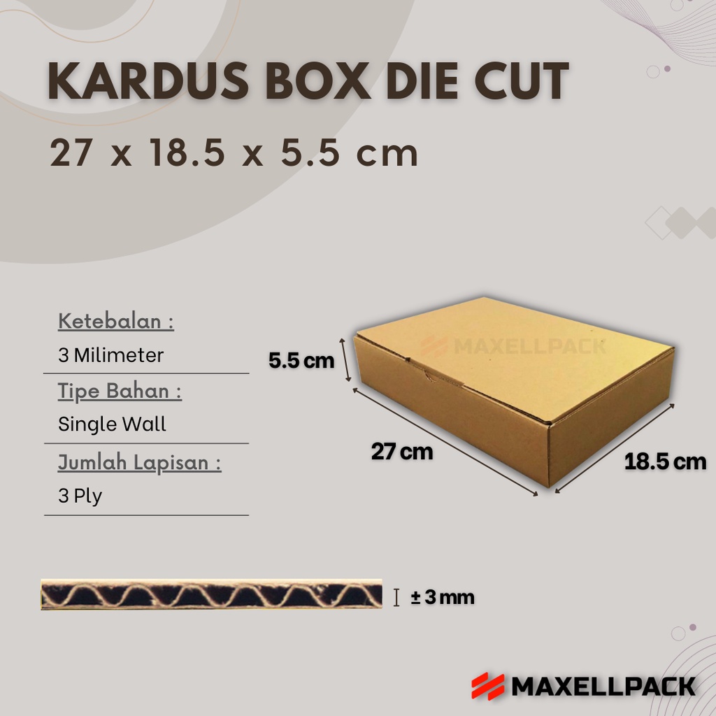 

Kardus Box Die Cut 27x18,5x5,5 CM Dus Packing Packaging Hampers Polos