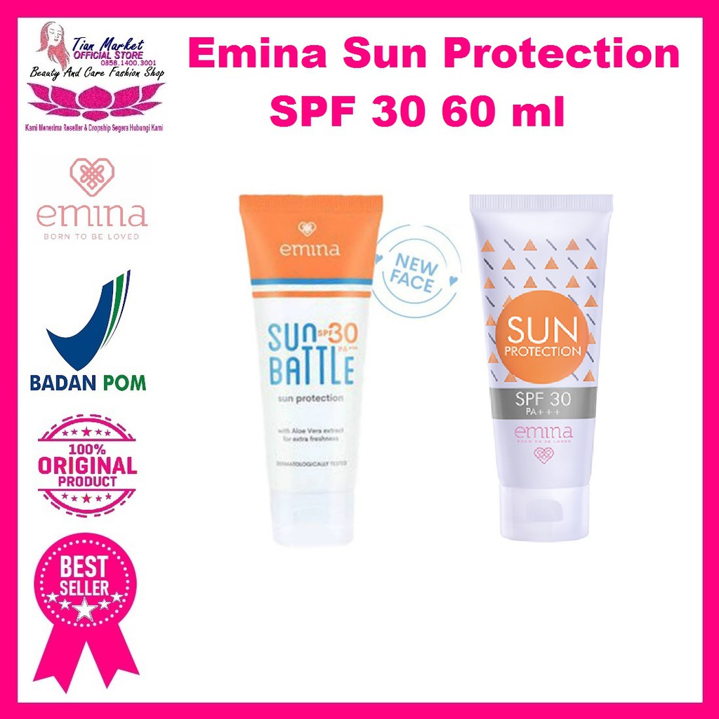 Emina Sun Protection SPF 30 PA+++ 60 ml Halal Bpom