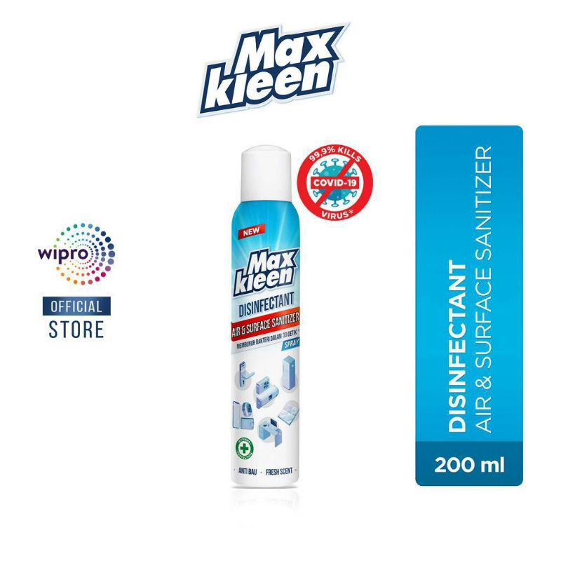 Max Kleen Disinfectant Air & Surface Sanitizer Spray 200ml FRESH SCENT