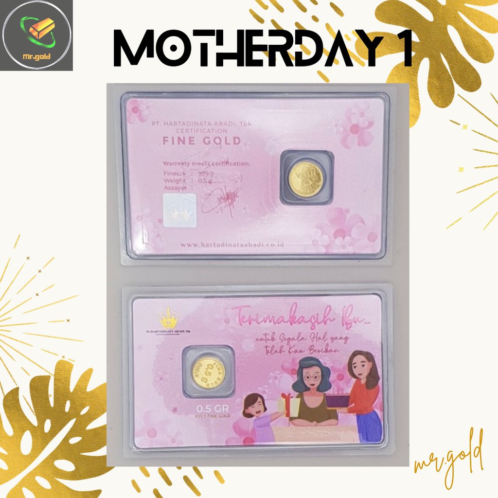 EMAS LOGAM MULIA MINI HARTADINATA ABADI 0.5 GRAM EDISI MOTHERDAY 1 GIFT SERIES ACC LM HT / LM HRTA