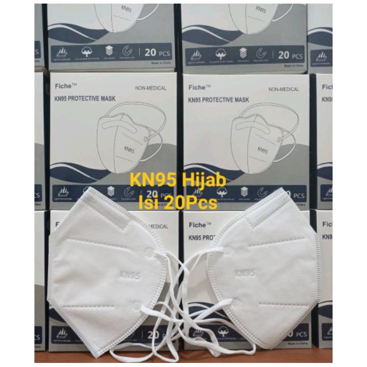 Masker KN95 Hijab Headloop Face Mask isi 20pcs Disposable FICHE DDN