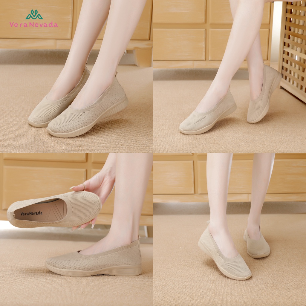 Vera Nevada Sepatu FlyKnit Flat Slip On Wanita Shoes A02-3