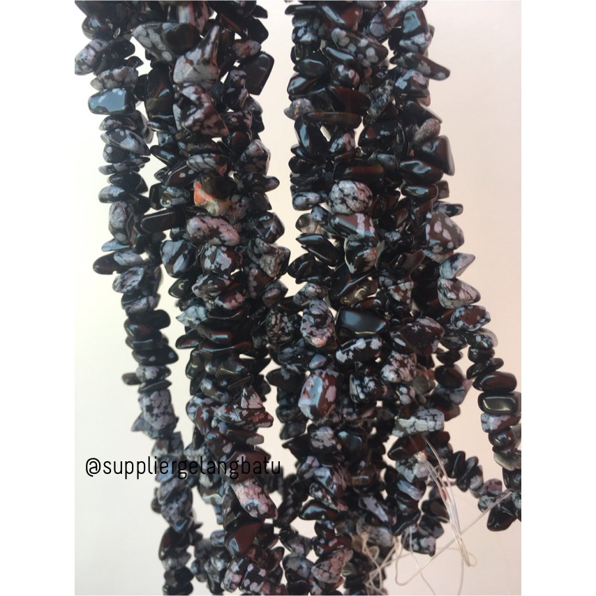 kerikil Batu alam obsidian snowflake dalmantion 1cm agate premium blk aksesoris bahan supplier craft