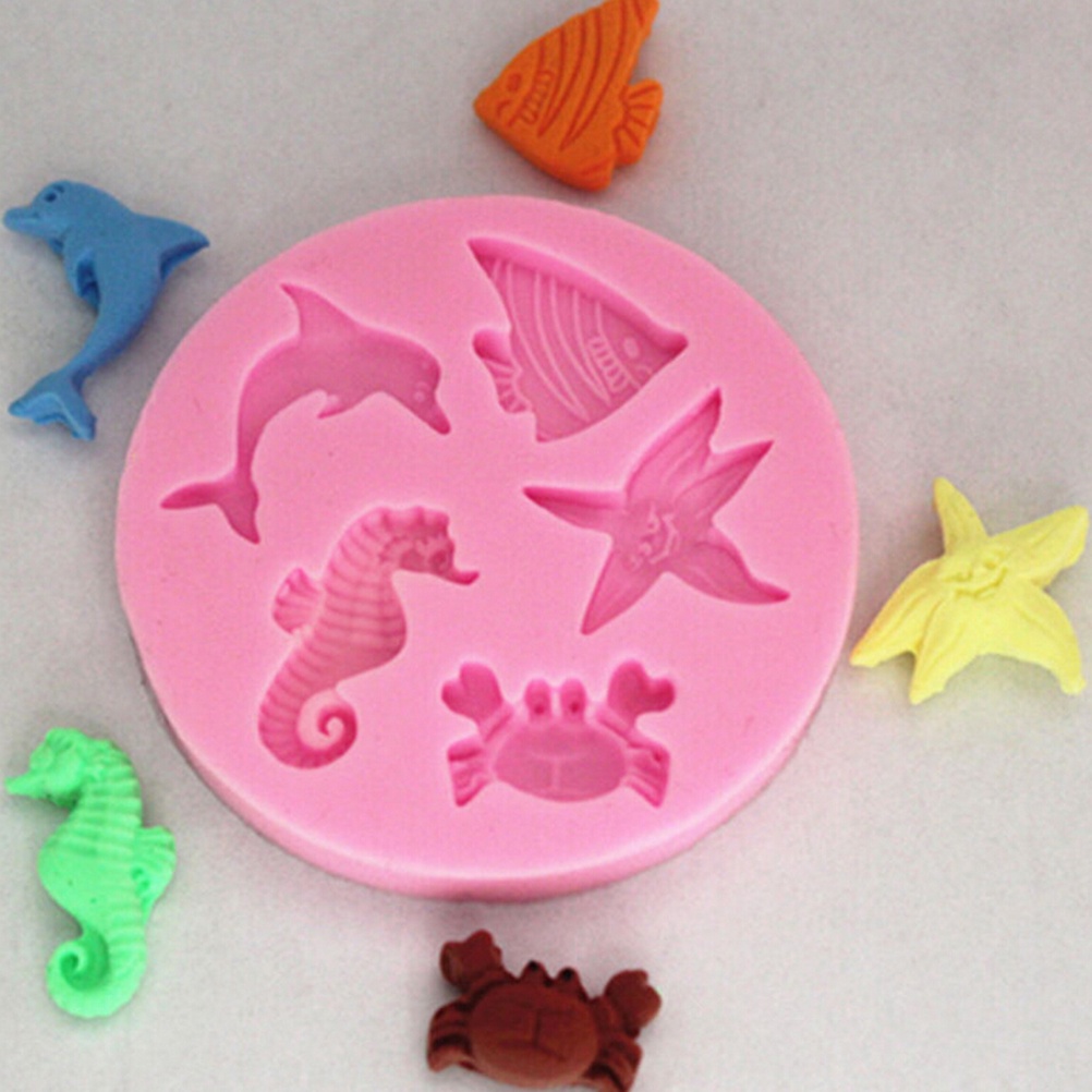 {LUCKID}New Sea Beach Silicone Cake Sugarcraft Mold Fondant Soap Chocolate Moulds 1PC