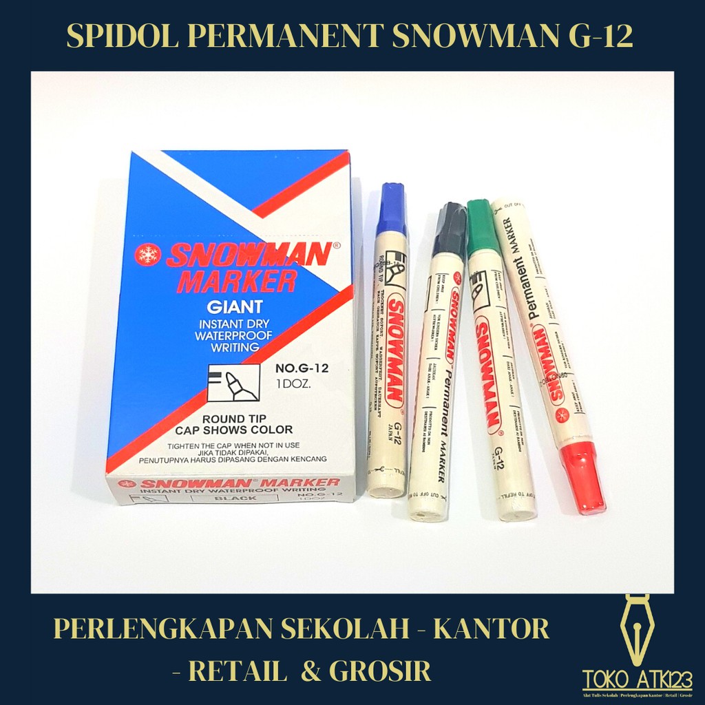 Spidol Permanent Spidol Instant Dry Merk Snowman G-12 ORIGINAL