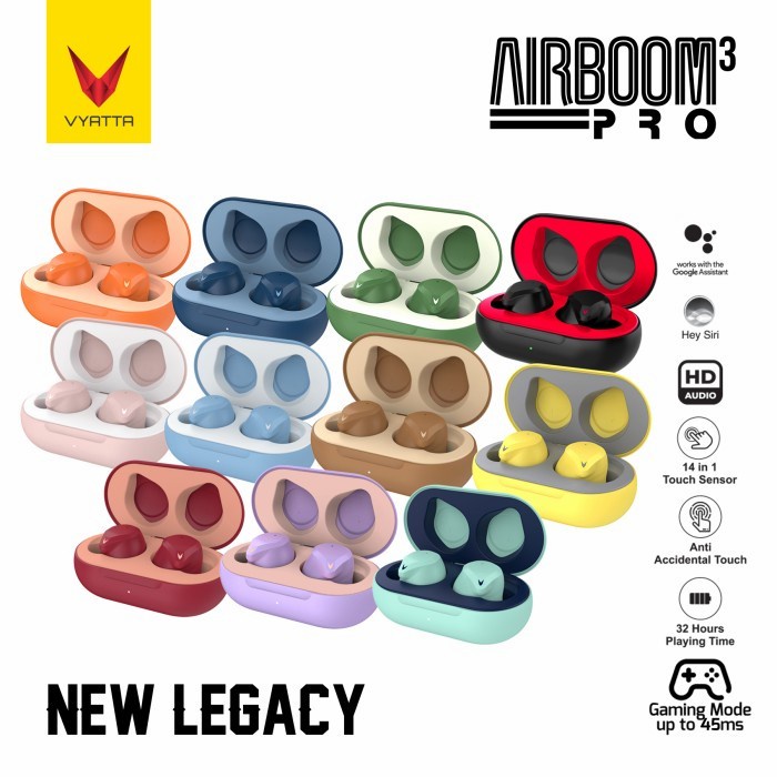 VYATTA AIRBOOM PRO 3 TWS BLUETOOTH EARPHONE - TOUCH, HD,